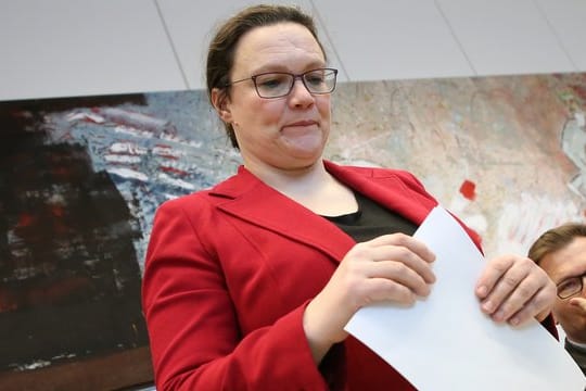 Andrea Nahles, die Fraktionsvorsitzende der SPD, kämpft für ein Ja der Genossen.