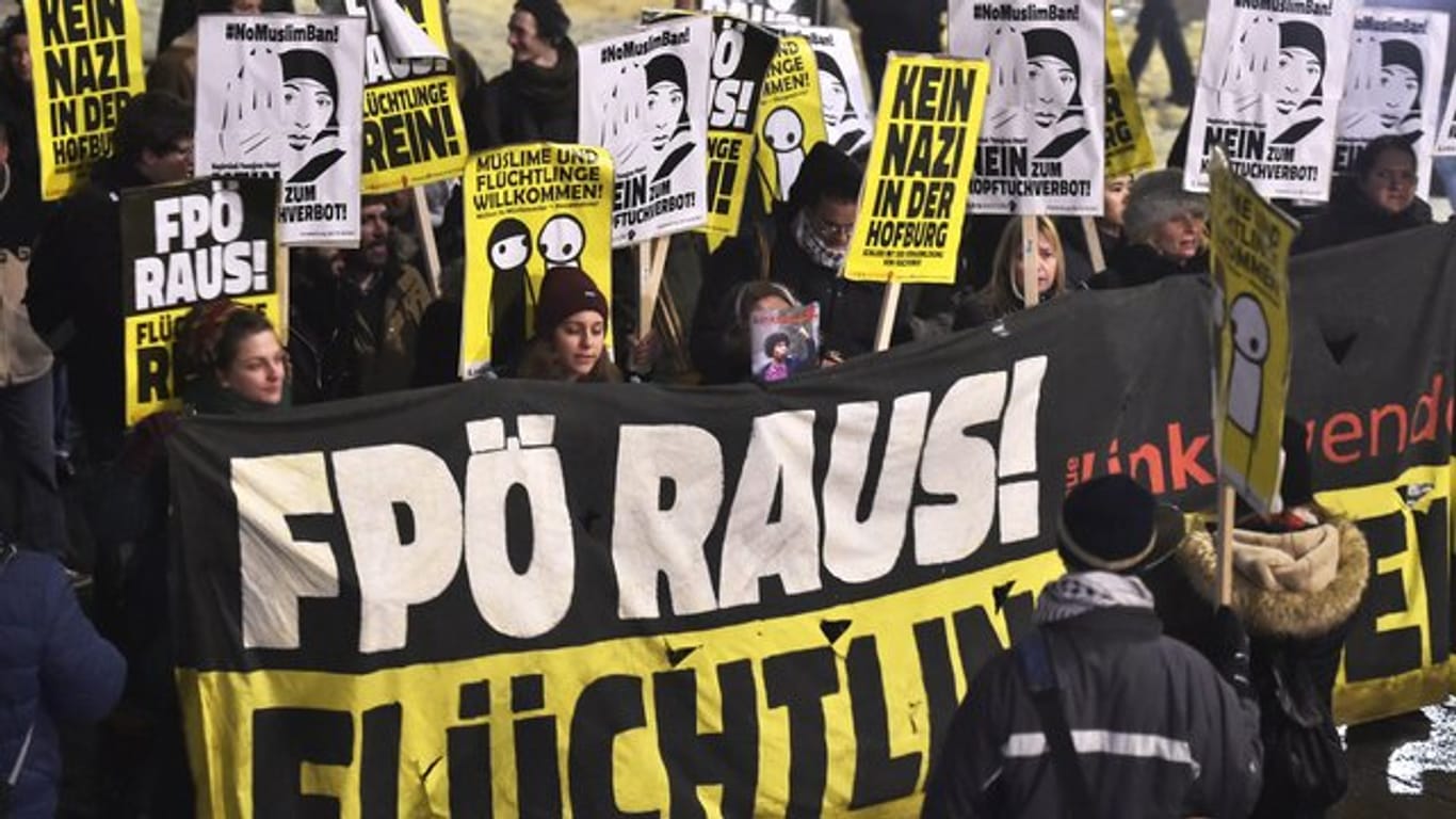 Demonstration in Wien gegen die FPÖ.