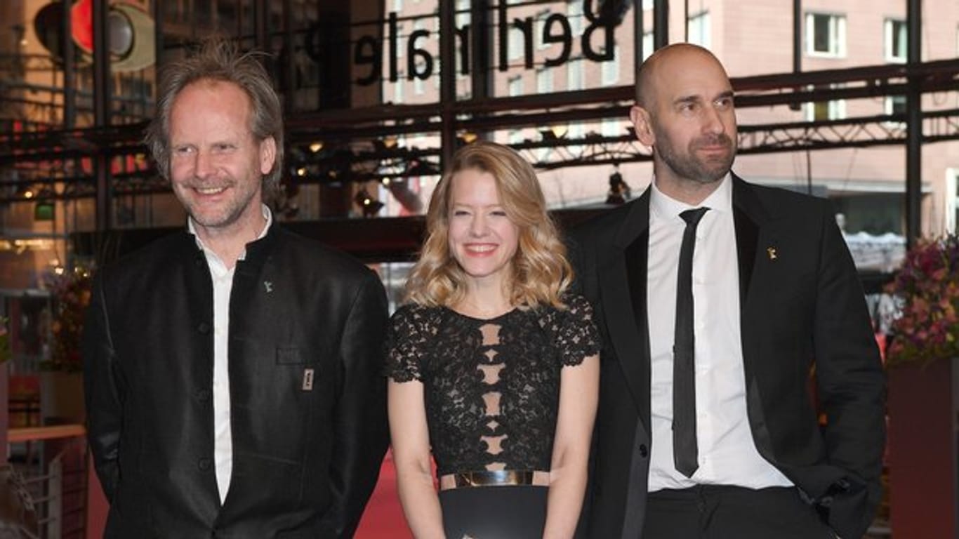 Berlinale-Auftritt: Regisseur Philip Gröning (l) mit den Schauspielern Julia Zange und Urs Jucker.