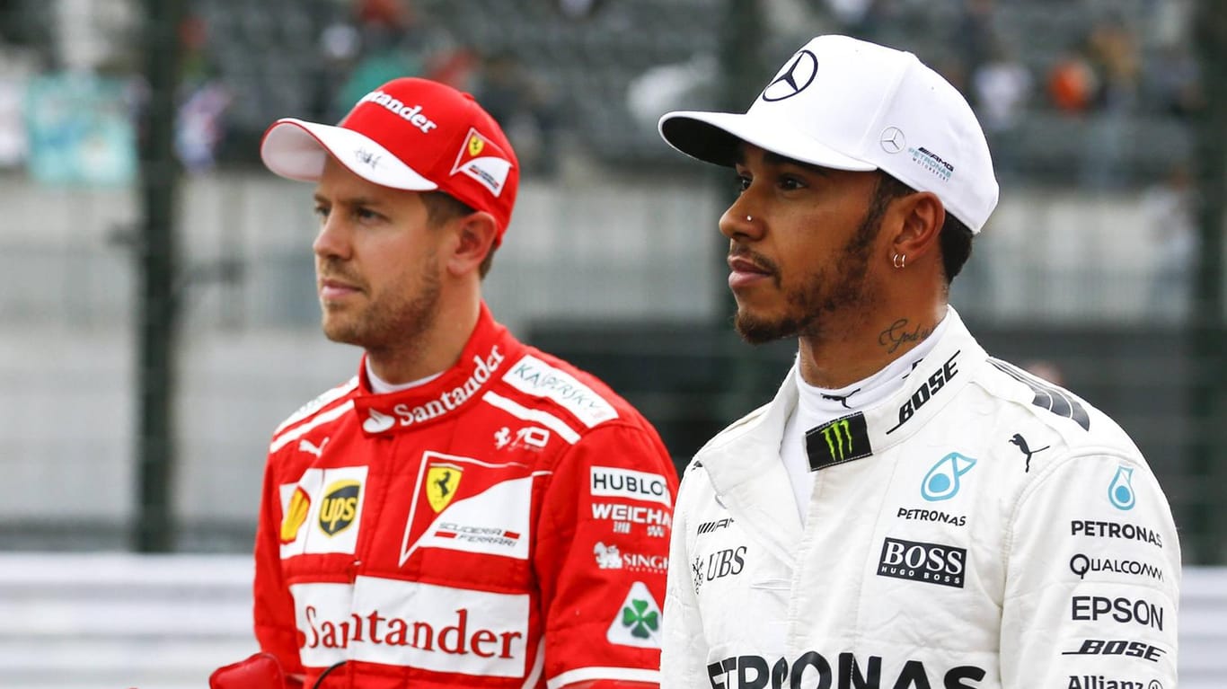Konkurrenten um den WM-Titel 2018: Sebastian Vettel (l.) und Lewis Hamilton.