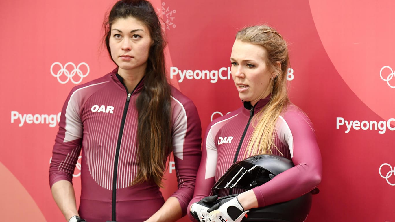 Nadeschda Sergejewa (r.) und Anschieberin Anastassija Kotscherowa bei den Spielen von Pyeongchang.