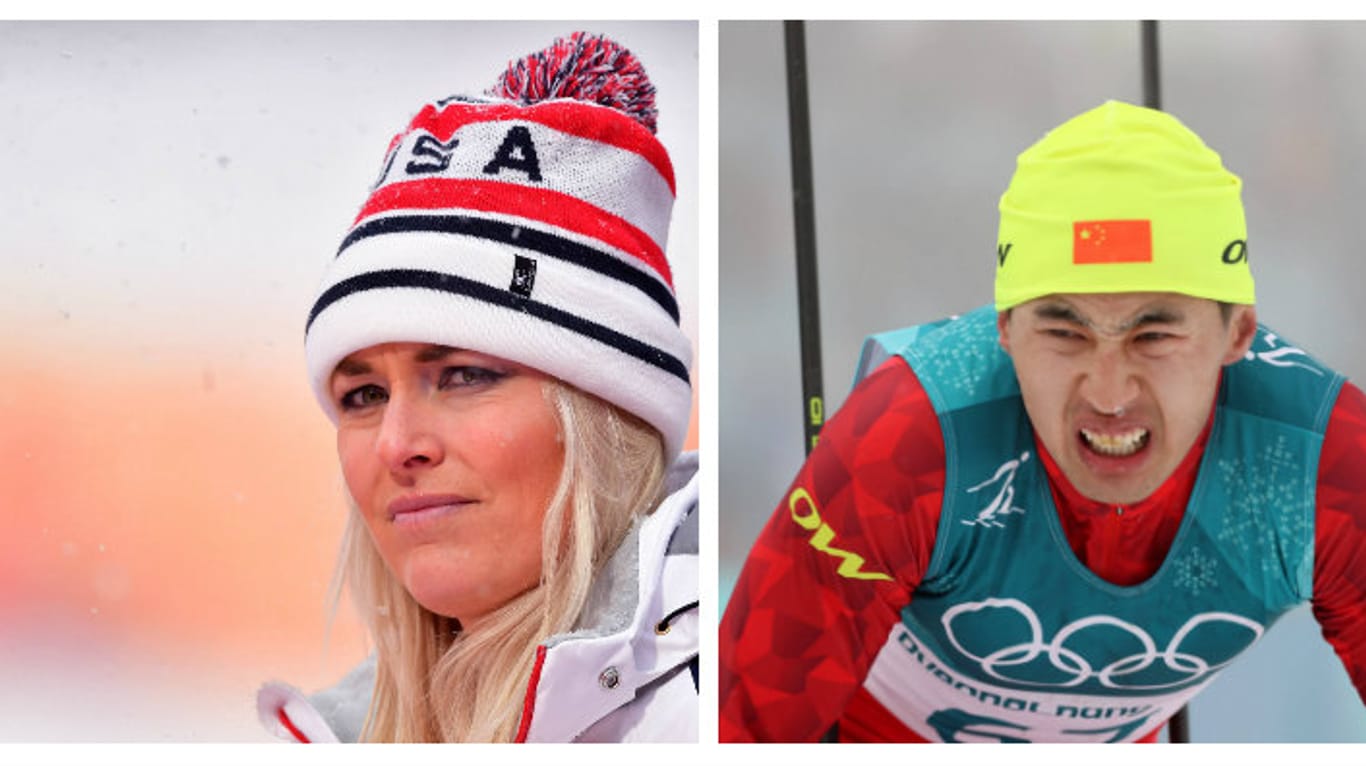 Nicht vollends zufrieden: US-Ski-Star Lindsey Vonn (l.), die in Pyeongchang Gold in der Abfahrt verpasste, und der chinesische Langläufer Wang Qiang nach seinem 59. Platz im Massenstart.