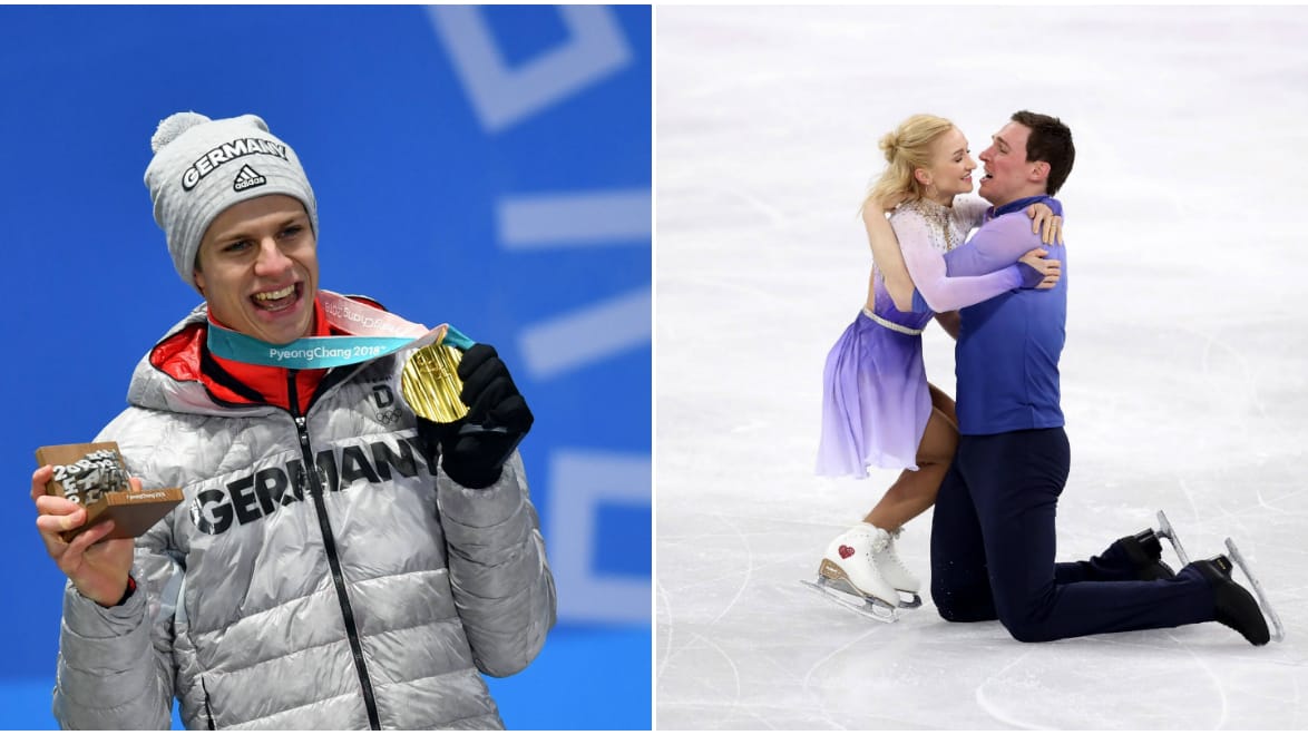 Andreas Wellinger (l.) holte Gold, genauso wie Aljona Savchenko und Bruno Massot.