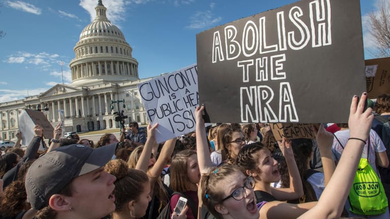 "Schafft die NRA ab": Schüler demonstrieren vor dem Kapitol in Washington für strengere Waffengesetze in den USA.