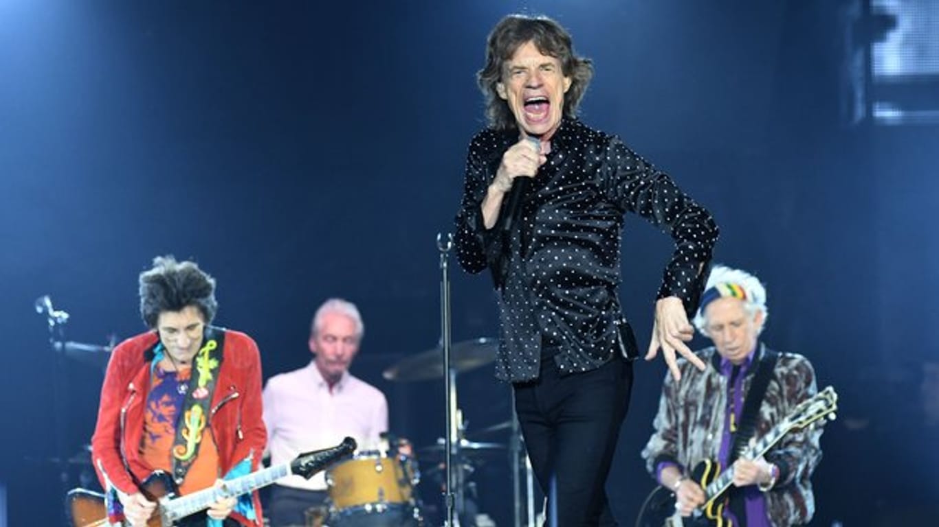 Die Rolling Stones, Ron Wood (l-r), Charlie Watts, Mick Jagger und Keith Richards, 2017 in Düsseldorf.