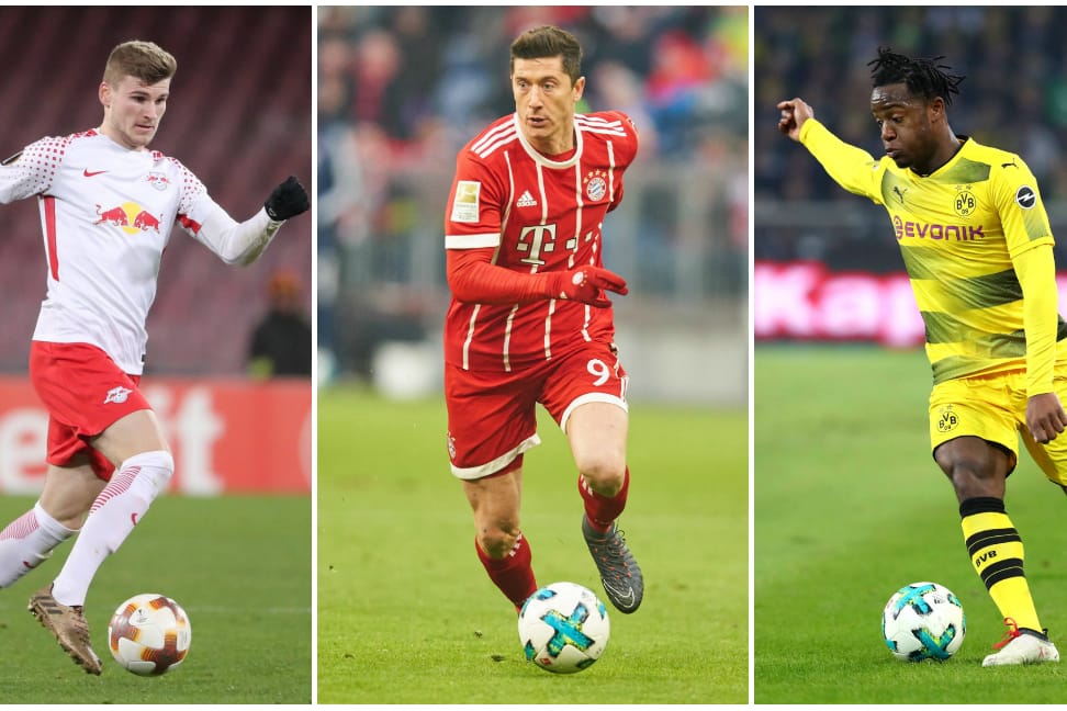 Werner, Lewandowski und Batshuayi (v. li.): Die Stürmer der Bundesliga haben unterschiedliche Stärken.