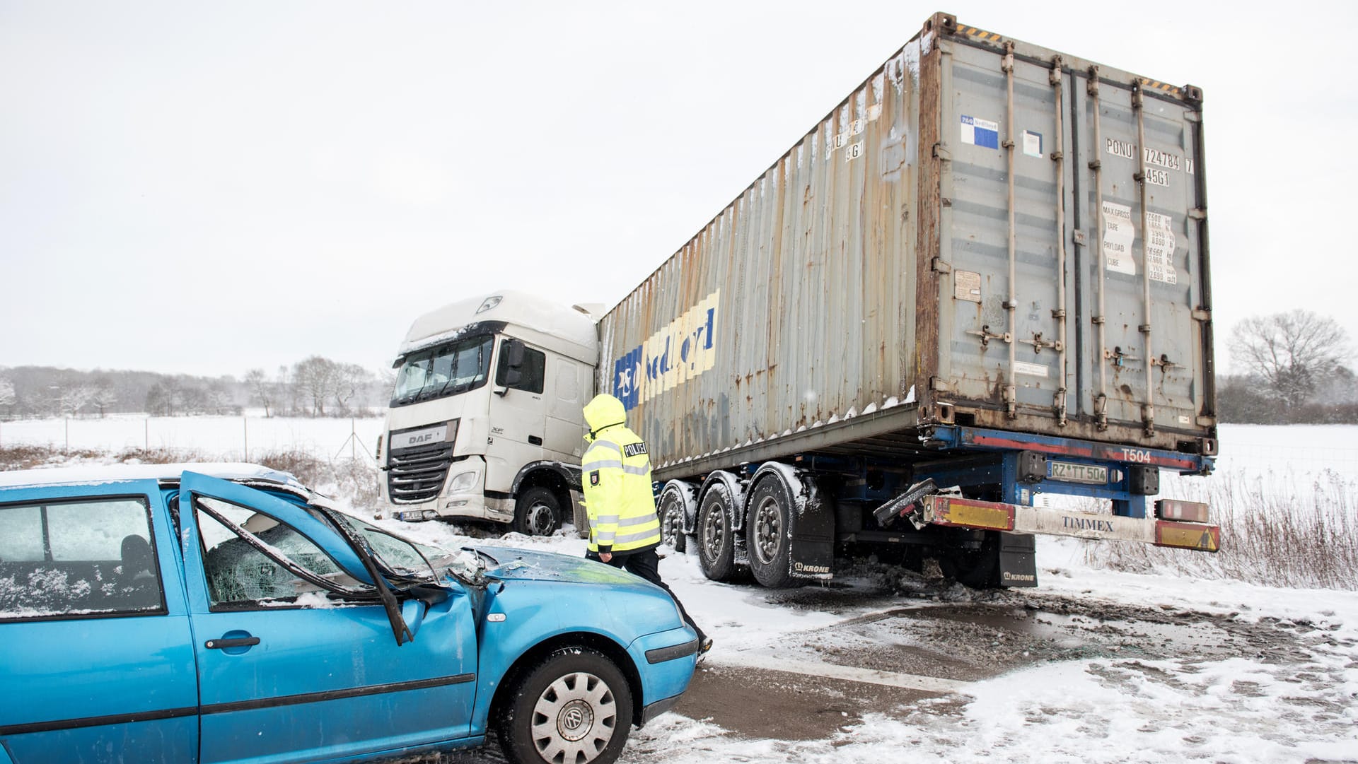 Massenkarambolage auf der A24 in Schleswig-Holstein.