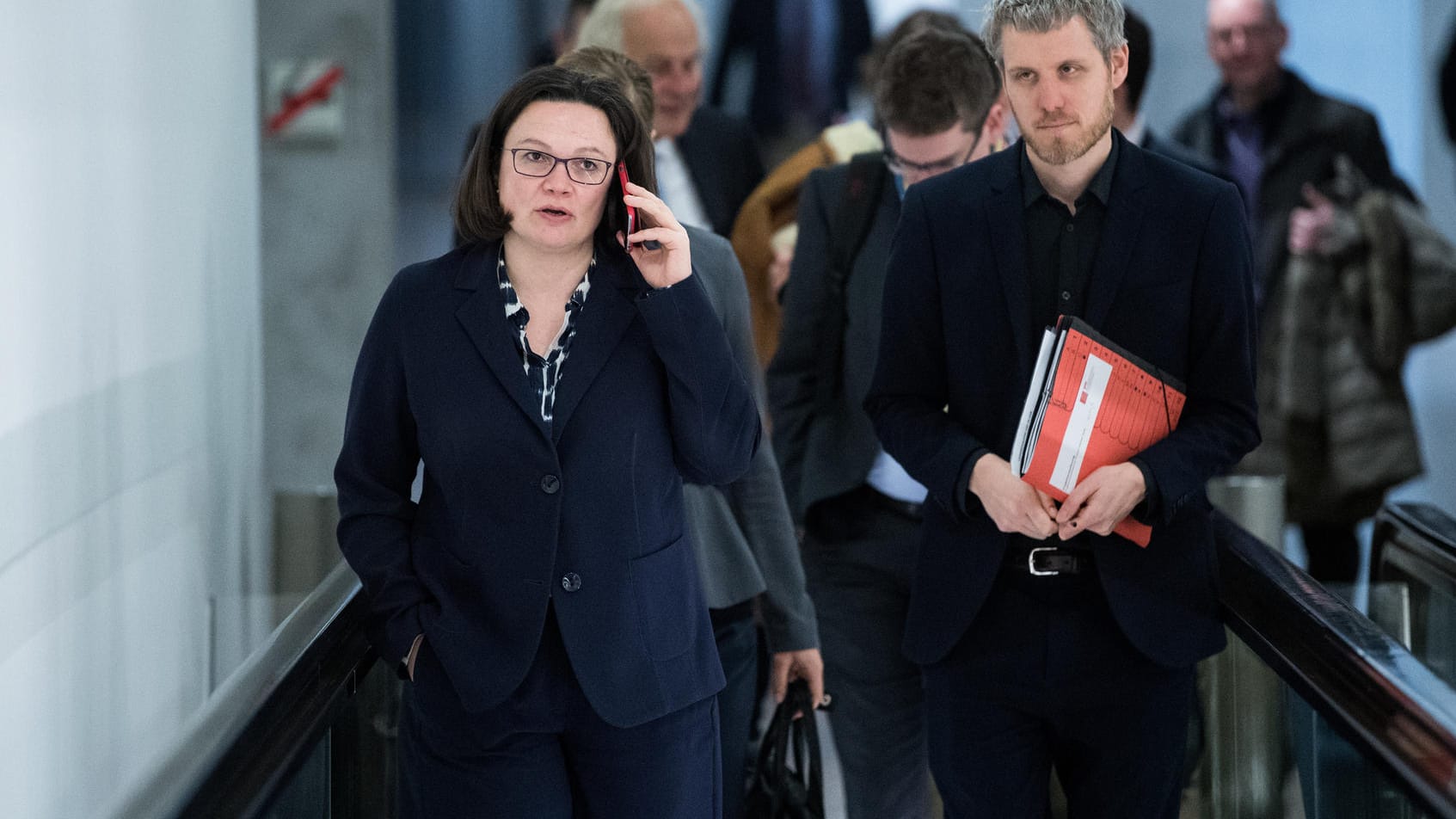 Andrea Nahles bei einer Sitzung der SPD-Fraktion im Bundestag: Die designierte SPD-Chefin hat beim Mitgliederentscheid intensiv für die Groko geworben. Andrea Nahles bei einer Sitzung der SPD-Fraktion im Bundestag: Die designierte SPD-Chefin hat beim Mitgliederentscheid intensiv für die Groko geworben.