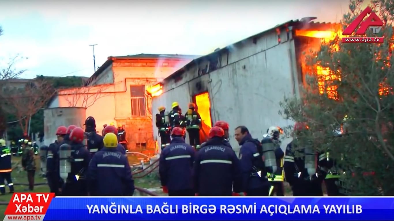 Standbild von APA TV zeigt Feuer in Drogenklinik: Mindestens 24 Tote bei Brand in Drogenklinik in Aserbaidschans Hauptstadt Baku.