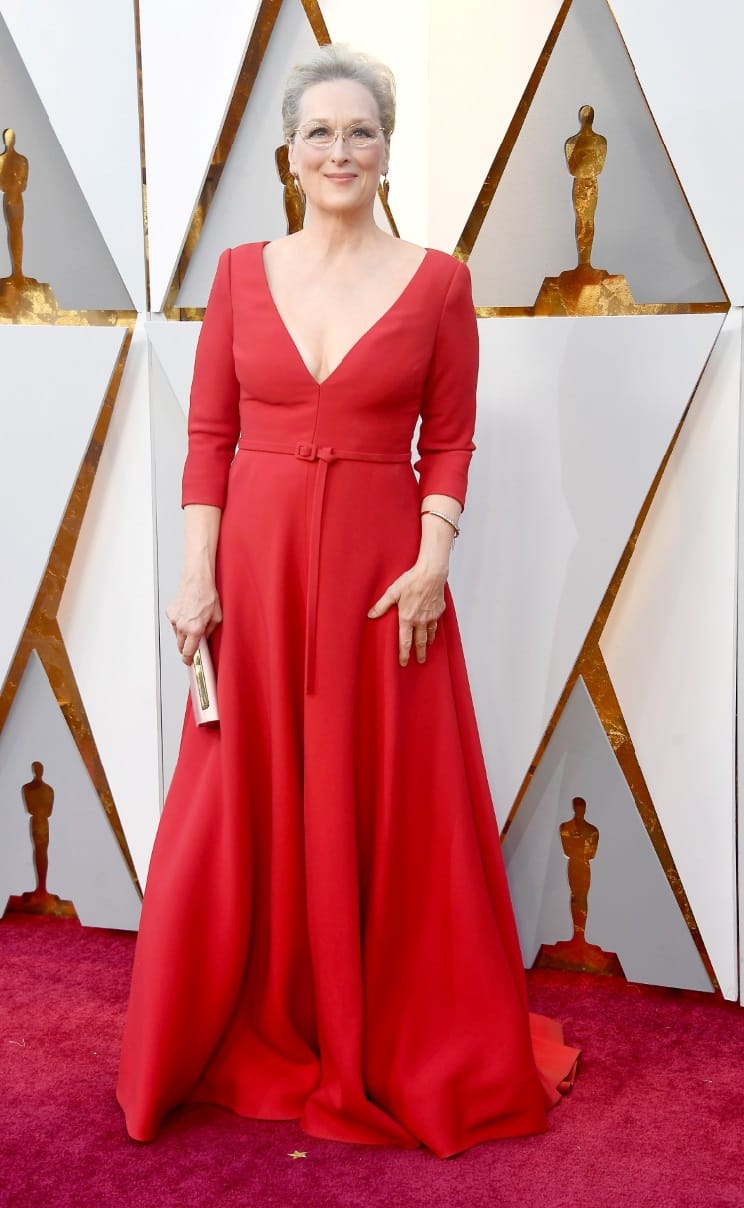 Meryl Streep: Die Schauspielerin entschied sich für eine rote Robe.