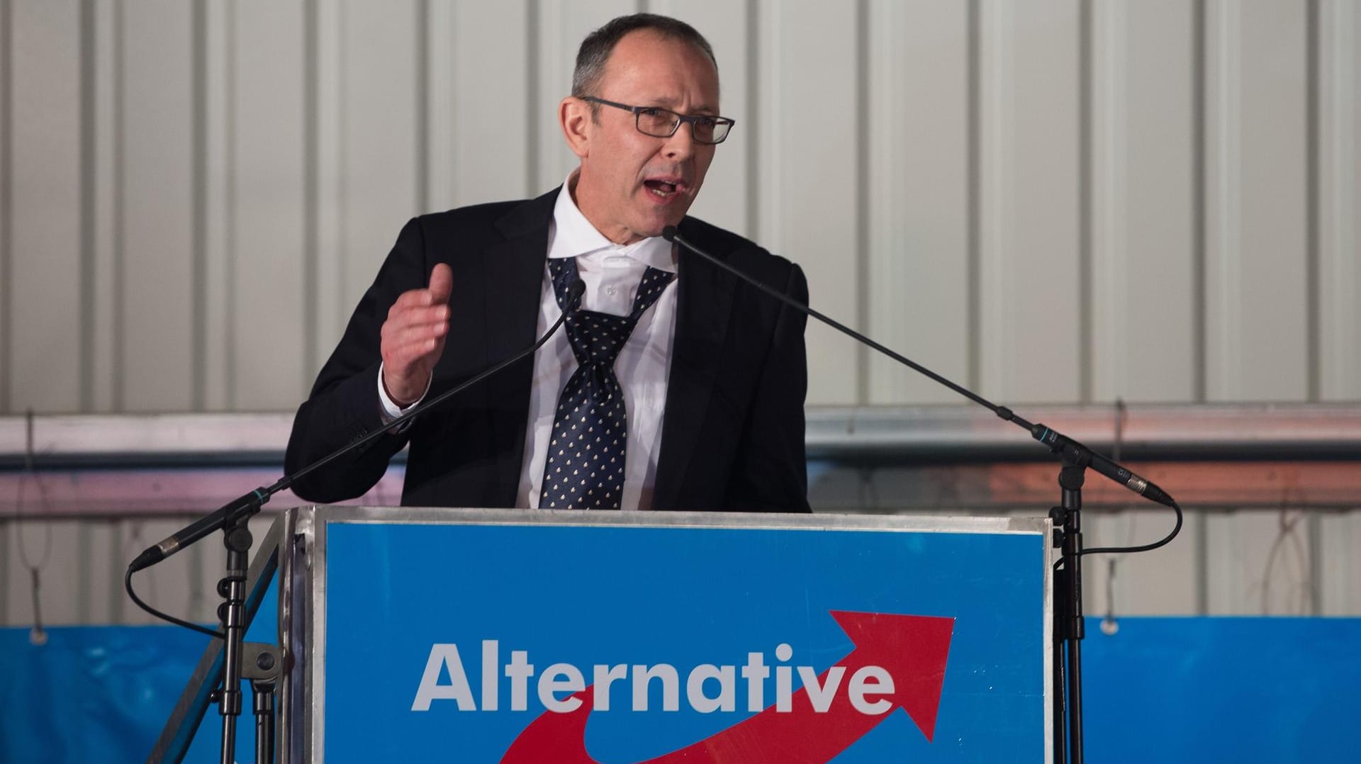 Der Vorsitzende der AfD Sachsen, Jörg Urban: Er sprach erstmals auf einem Pegida-Treffen in Dresden.