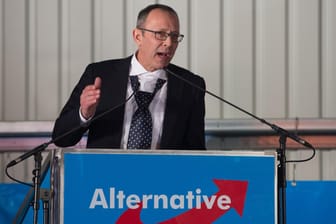 Der Vorsitzende der AfD Sachsen, Jörg Urban: Er sprach erstmals auf einem Pegida-Treffen in Dresden.