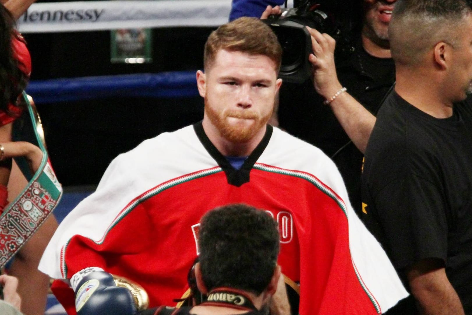 Canelo Alvarez beim Kampf gegen Golowkin, der unentschieden endete. Der Rückkampf steht nun auf der Kippe.