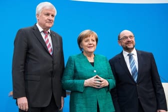 Die Spitzen von CSU, CDU und SPD Horst Seehofer, Angela Merkel, und Martin Schulz nach den Koalitionsverhandlungen.