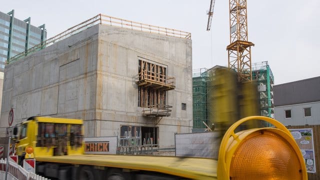 Der Rohbau des neuen Jüdischen Museums in Frankfurt am Main.
