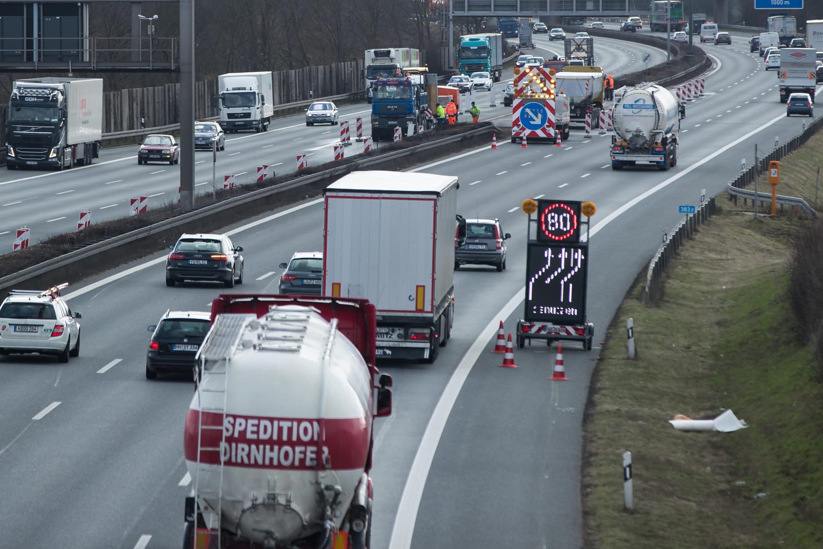 Die A3 bei Würzburg: hier überwältigte die Polizei einen Mann, der seine Ex-Partnerin entführt hat.