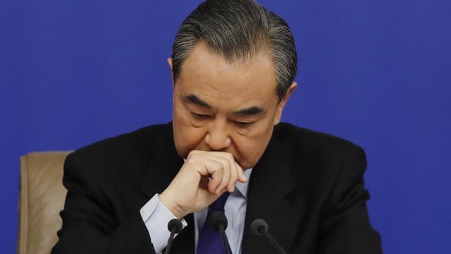 Chinas Außenminister Wang Yi während einer Presekonferenz in Peking.