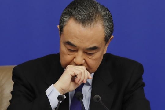 Chinas Außenminister Wang Yi während einer Presekonferenz in Peking.