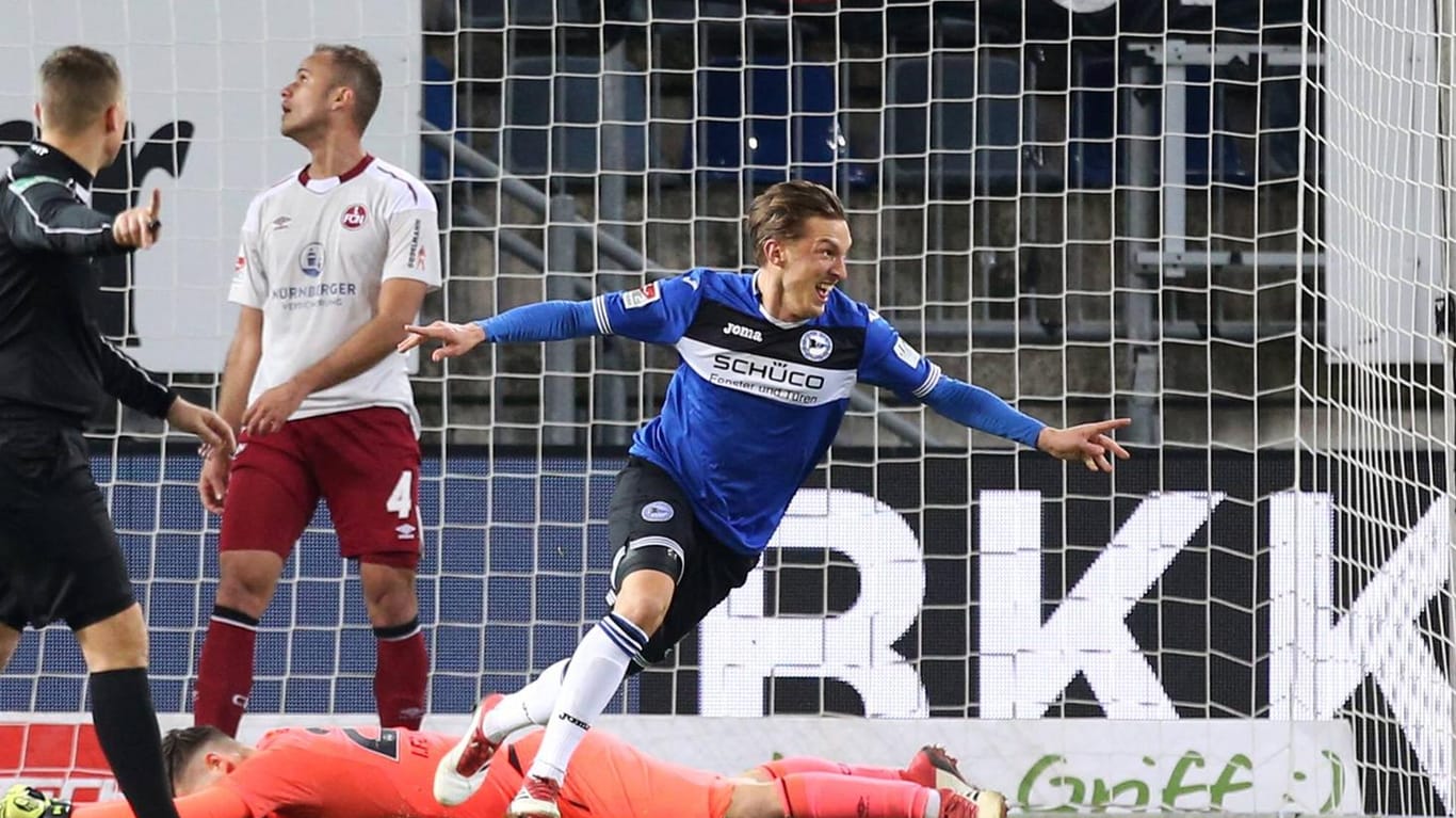 Lässt die Alm beben: Konstantin Kerschbaumer trifft in der 90. Minute zum Sieg für Bielefeld.