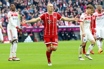 Bayerns Arjen Robben beim Torjubel: Der HSV kam in München erneut unter die Räder.