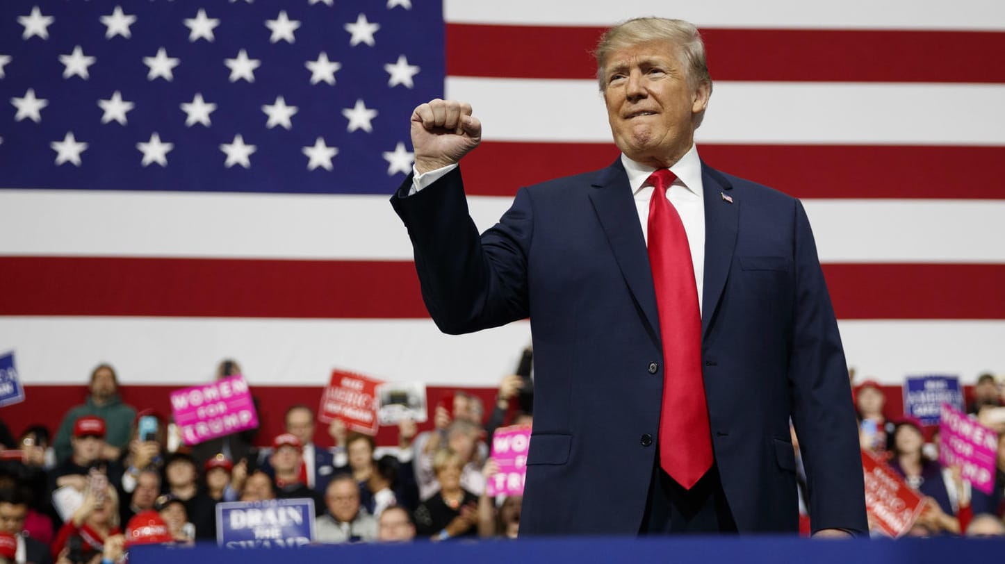 US-Präsident Donald Trump spricht auf einer Kundgebung: Trump fordert harschere Strafen für Drogendealer. US-Präsident Donald Trump spricht auf einer Kundgebung: Trump fordert harschere Strafen für Drogendealer.