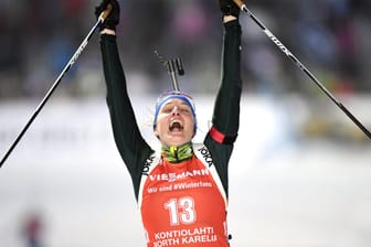 Grenzenloser Jubel bei Vanessa Hinz: Die Staffel-Weltmeisterin feierte in Finnland ihren ersten Weltcupsieg.