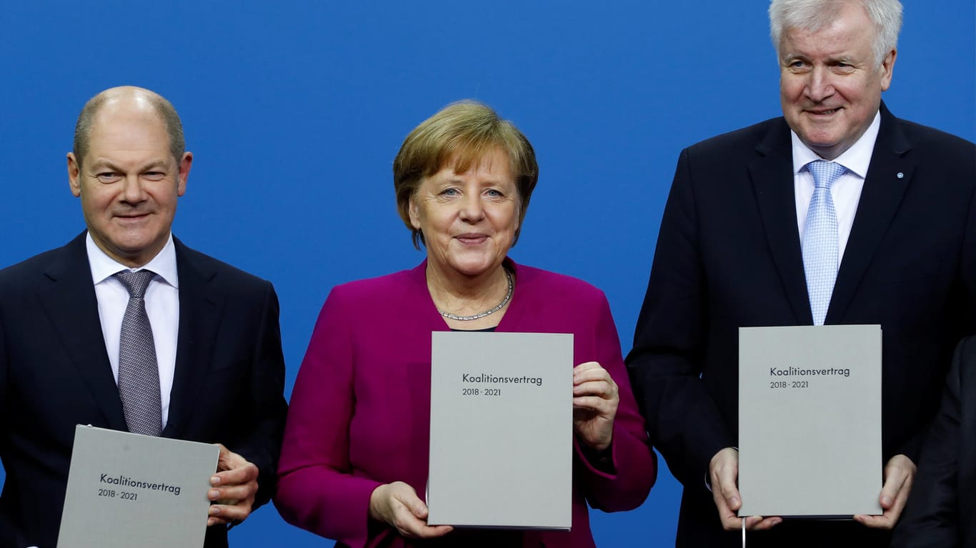 CDU, CSU and SPD present signed coalition deal during a ceremony in Berlin