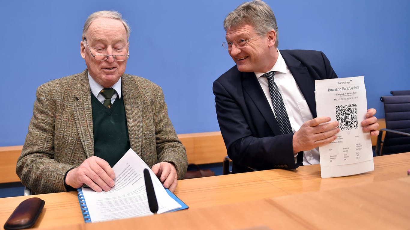 Alexander Gauland und Jörg Meuthen: Die Vorsitzenden der AfD bekräftigen nach Veröffentlichung des Koalitionsvertrages, Druck auf Merkel ausüben zu wollen.