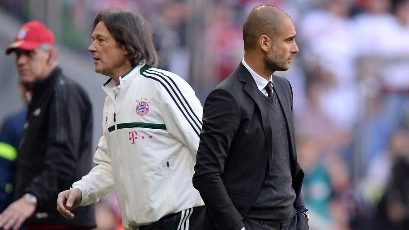 Hans-Wilhelm Mueller-Wohlfahrt (l.) und Pep Guardiola: Der Bayern-Doc trat 2015 nach einem Streit mit dem Coach zurück.