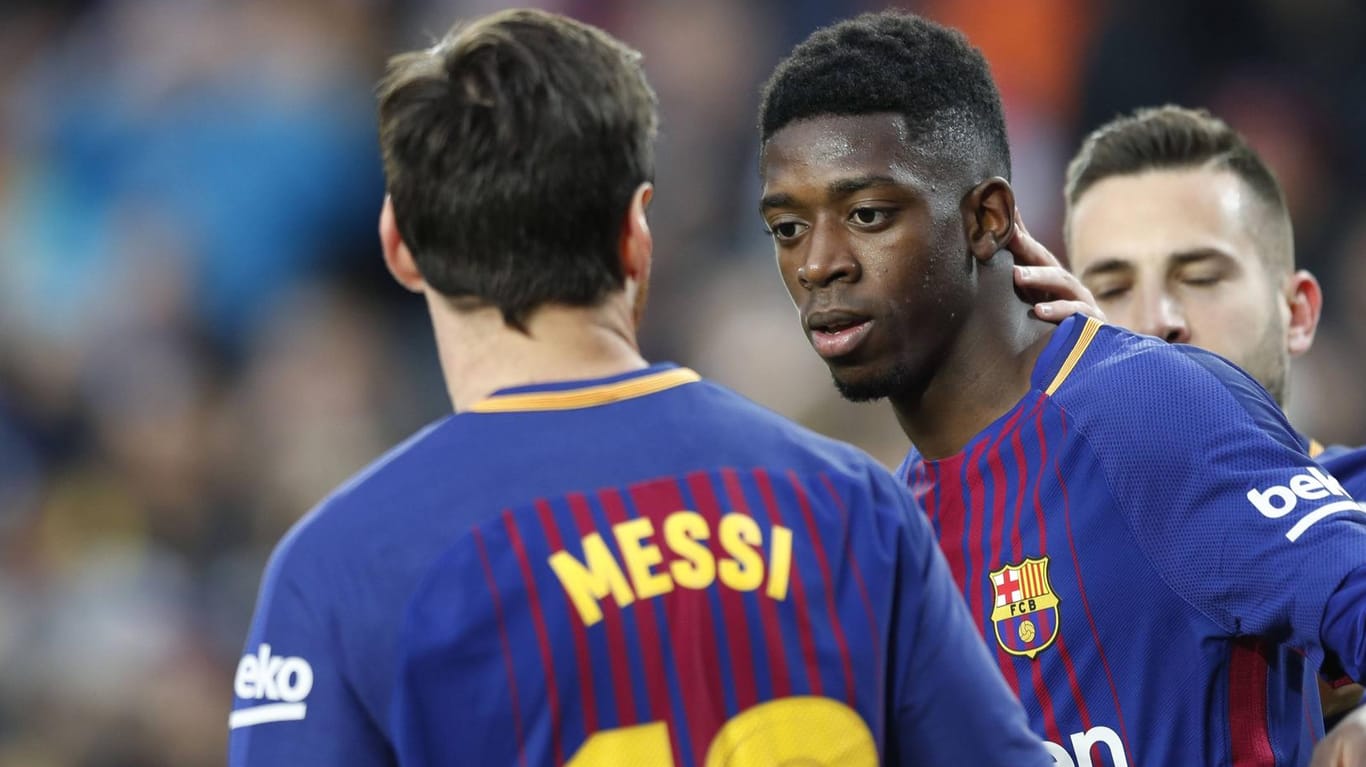 Ousmane Dembélé (m.) und Lionel Messi wollen heute gegen Chelsea zaubern.