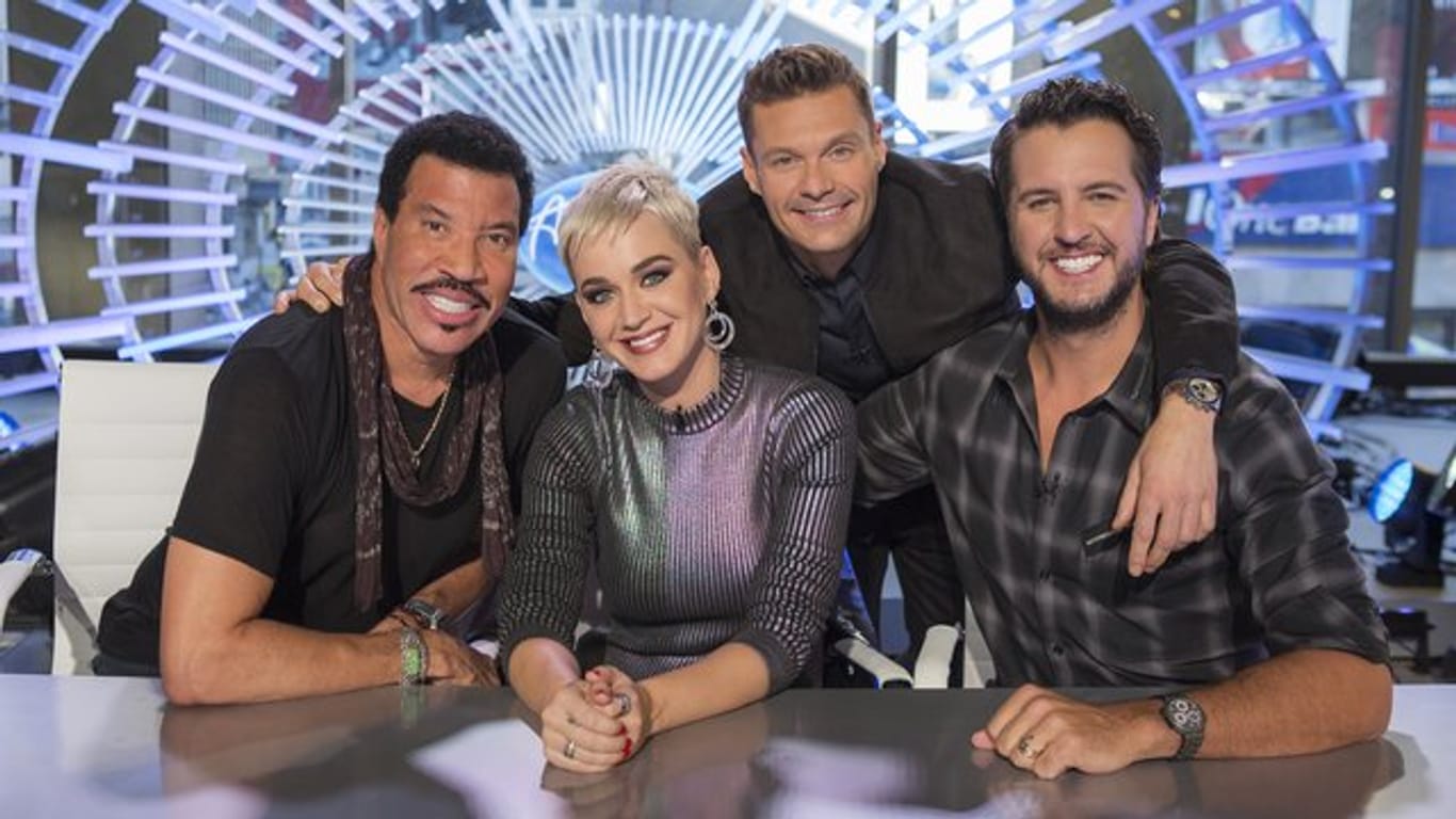 Die Juroren der Casting-Show "American Idol": Lionel Richie (l-r), Katy Perry, Ryan Seacrest and Luke Bryan.