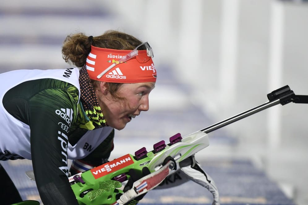 Biathlon-Star Laura Dahlmeier unterliefen beim Liegendschießen im Sprintrennen in Oslo zwei Fehler.