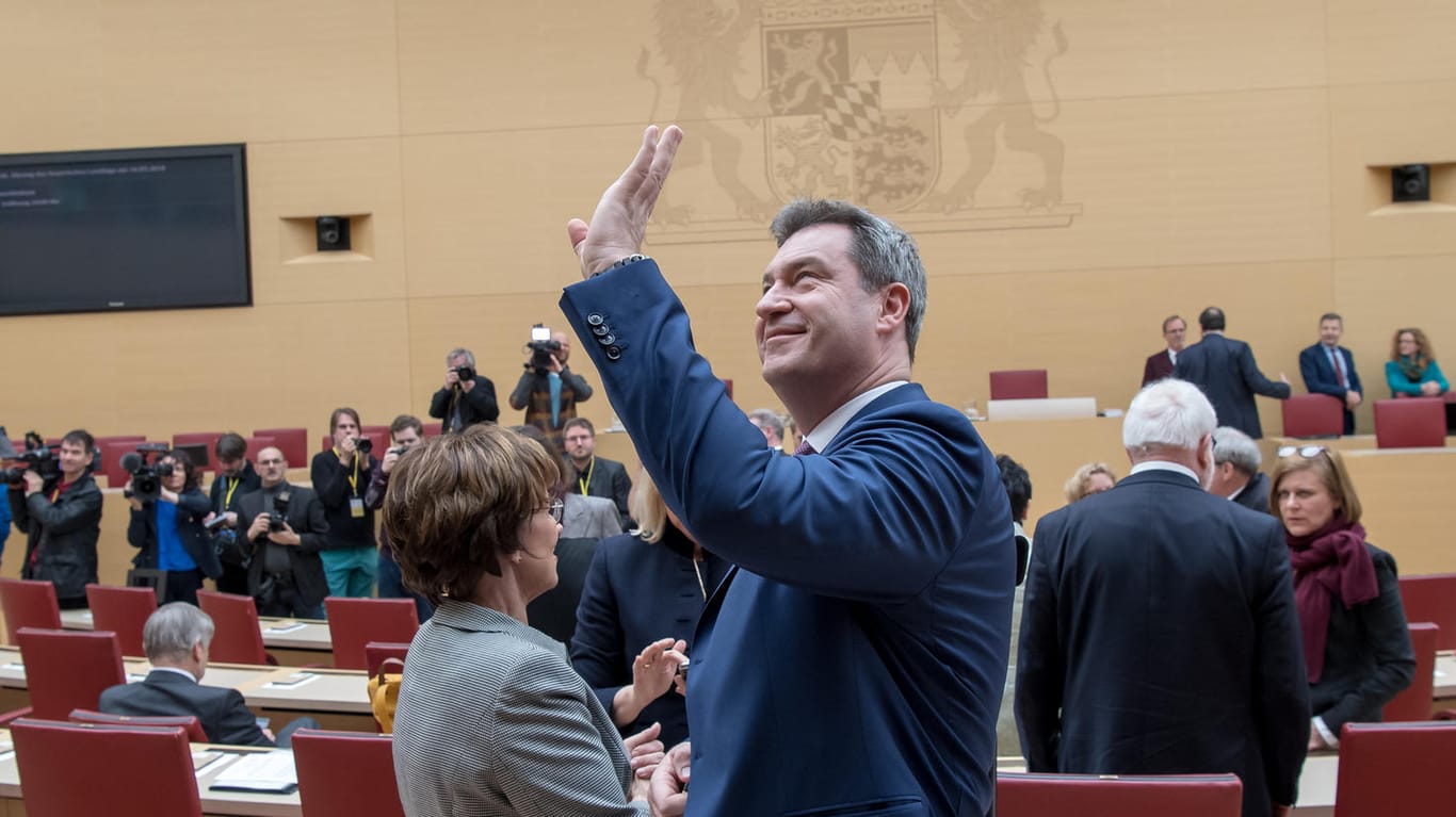 Markus Söder im Landtag in München: Der CSU-Politiker ist zum neuen Ministerpräsidenten gewählt worden.