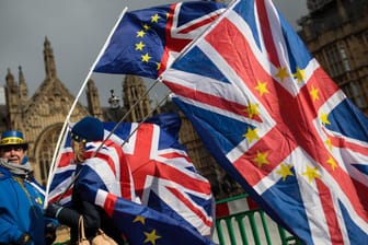 Anti-Brexit Demonstranten vor dem "House of Commons": Laut dem britischen Brexit-Ausschuss muss der EU-Austritt womöglich verschoben werden.
