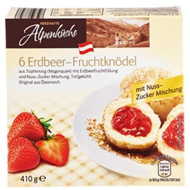 Betroffenes Produkt: "Herzhafte Alpenküche 6 Süße Knödel in den Sorten "Erdbeer-Fruchtknödel", "Marillen-Fruchtknödel" und "Nougat-Knödel".