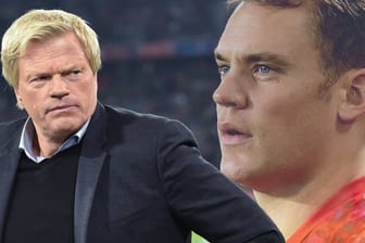 Skeptischer Blick bei Oliver Kahn (l.): Der Torwart-Titan macht sich Sorgen um einen WM-Einsatz von Nationaltorwart Manuel Neuer.