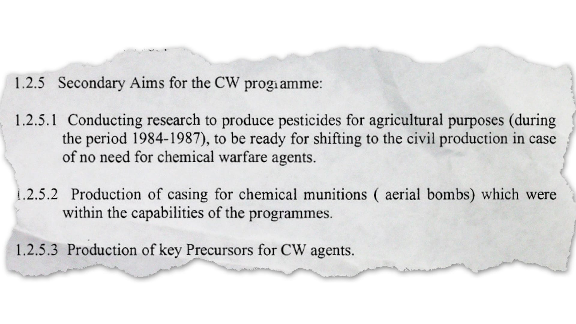 Irgendwann auch für Pestizide: Im Chemiewaffenprogramm wurde auch geforscht, wie Anlagen zivil genutzt werden können, wenn kein Giftgas benötigt wird.