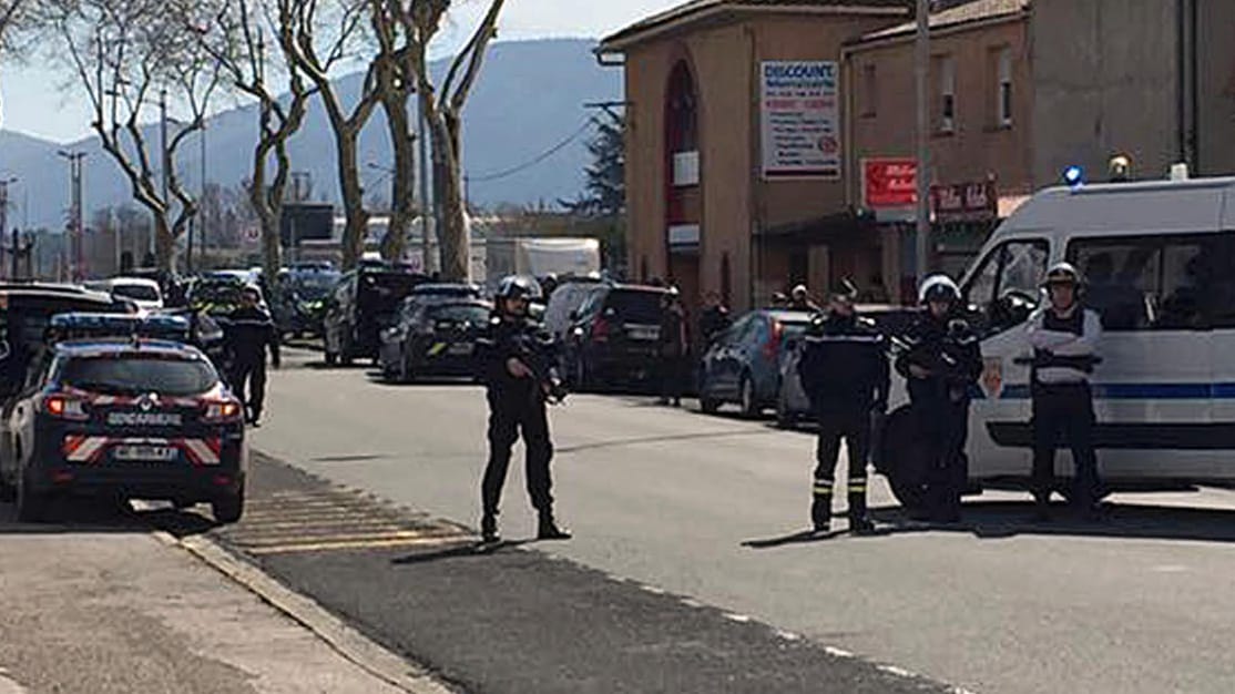 Schauplatz der Geiselnahme: Der Supermarkt in der Stadt Trebes. Schauplatz der Geiselnahme: Der Supermarkt in der Stadt Trebes.