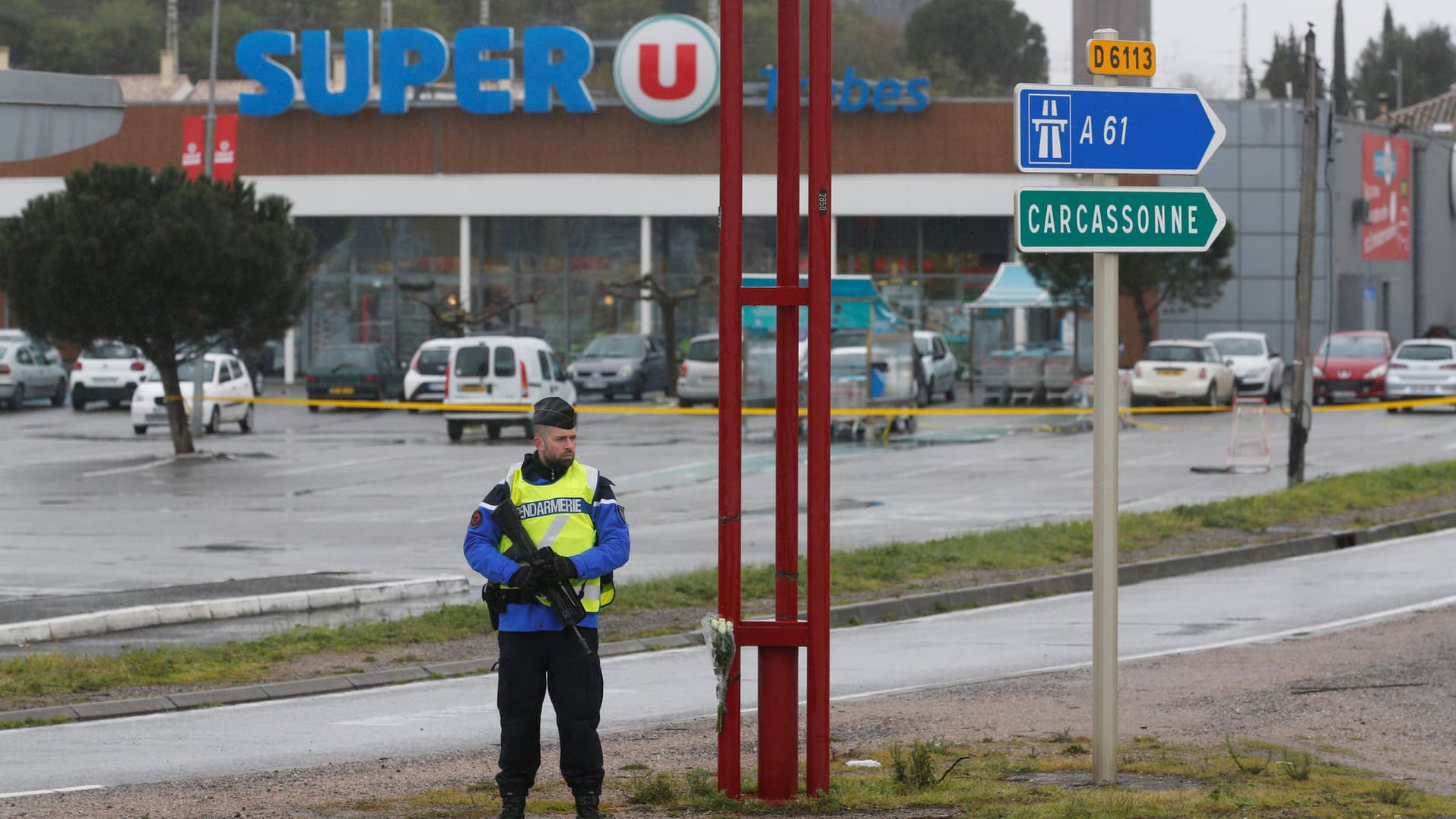 Der Supermarkt in der südfranzösischen Stadt Trèbes: Hier spielte sich die Geiselnahme ab.