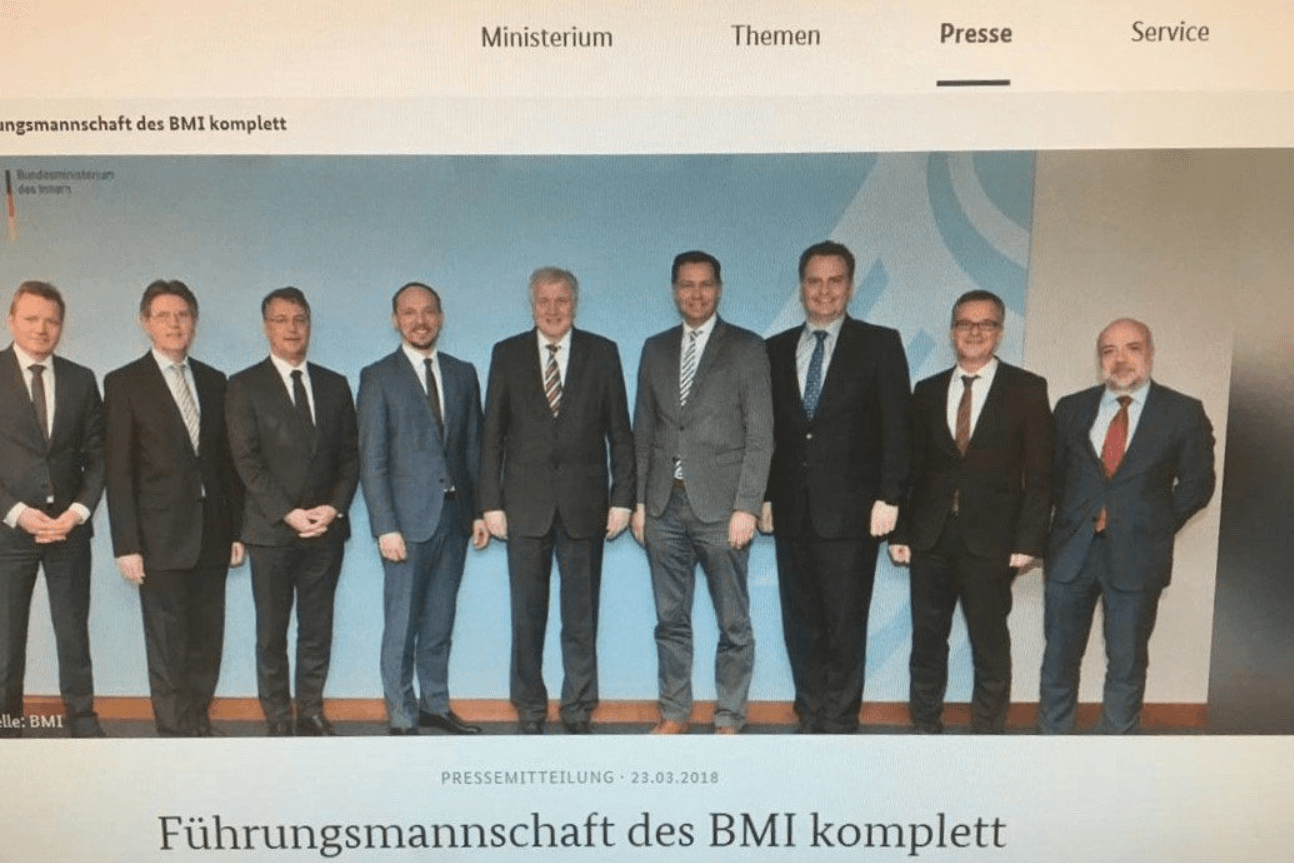 Die neue Führungsmannschaft unter des Innenministeriums unter Seehofer: Das Foto wurde mittlerweile gelöscht.