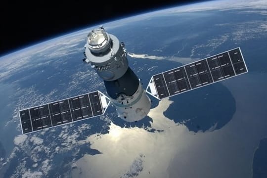 Eine undatierte Grafik der chinesischen Raumstation "Tiangong 1": Chinesisches Raumlabor stürzt in nächsten Tagen ab.