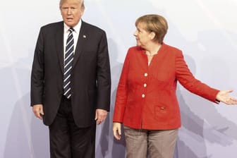 US-Präsident Donald Trump und Bundeskanzlerin Angela Merkel: Bei einem Telefonat mit dem amerikanischen Präsidenten plädiert Angela Merkel für einen Handelsdialog um Spannungen zwischen USA und EU zu lösen.