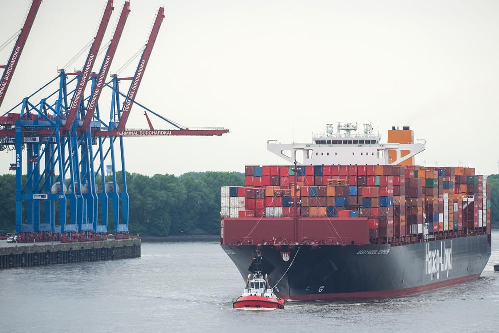 Ein Containerschiff in Hamburg: Über Hamburg und Rostock sind in den vergangenen Jahren mehrere 100 nukleare Transporte gelaufen.