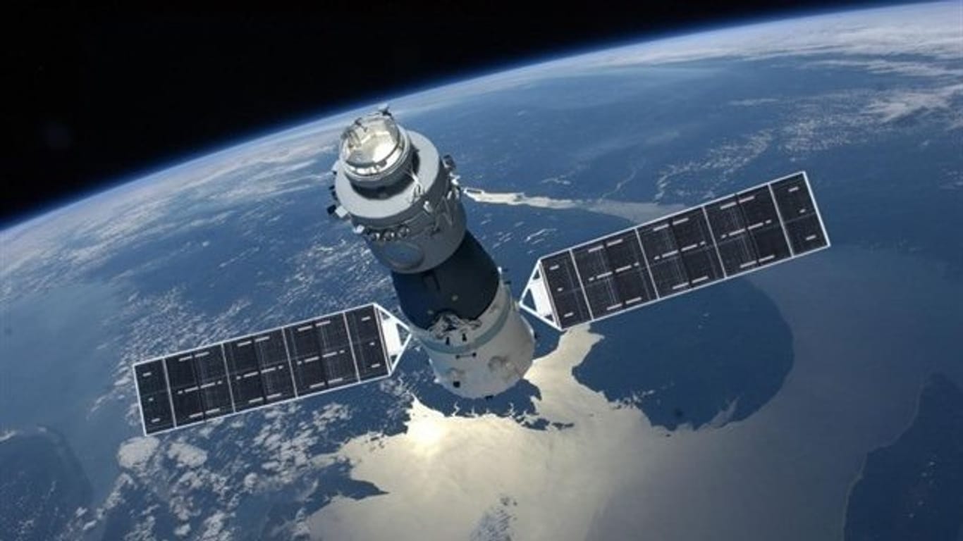 Grafische Darstellung der chinesischen Raumstation "Tiangong 1".