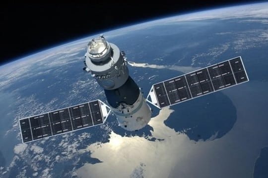 Grafische Darstellung der chinesischen Raumstation "Tiangong 1".
