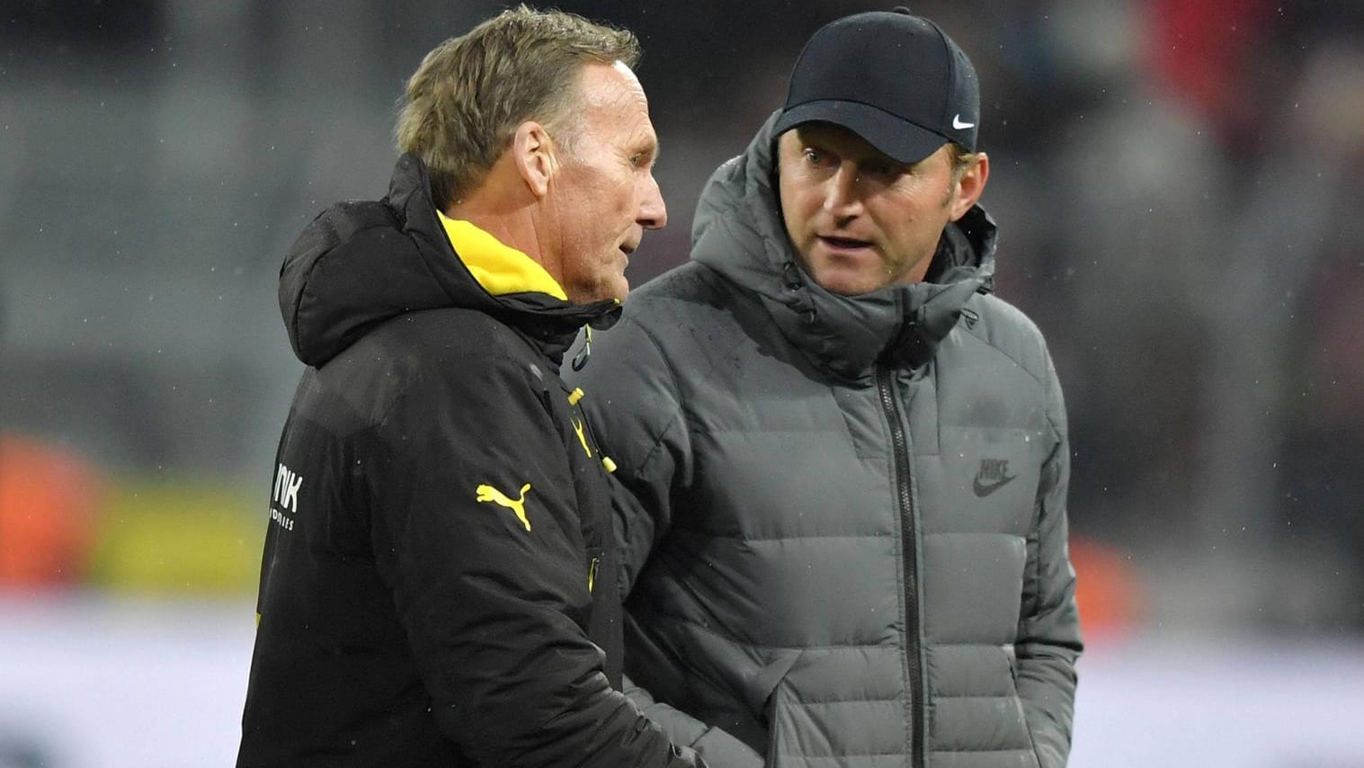 Ralph Hasenhüttl (r.) steht auf der Liste von Hans-Joachim Watzke (l.).