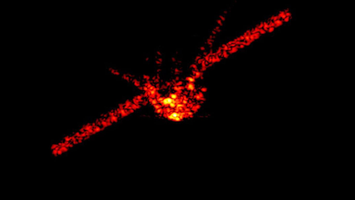 Eine Radaraufnahme von "Tiangong 1" kurz vor ihrem Absturz: Gegen 2.15 Uhr mitteleuropäischer Zeit ist die Raumstation in die Erdatmosphäre eingetreten und größtenteils verglüht.