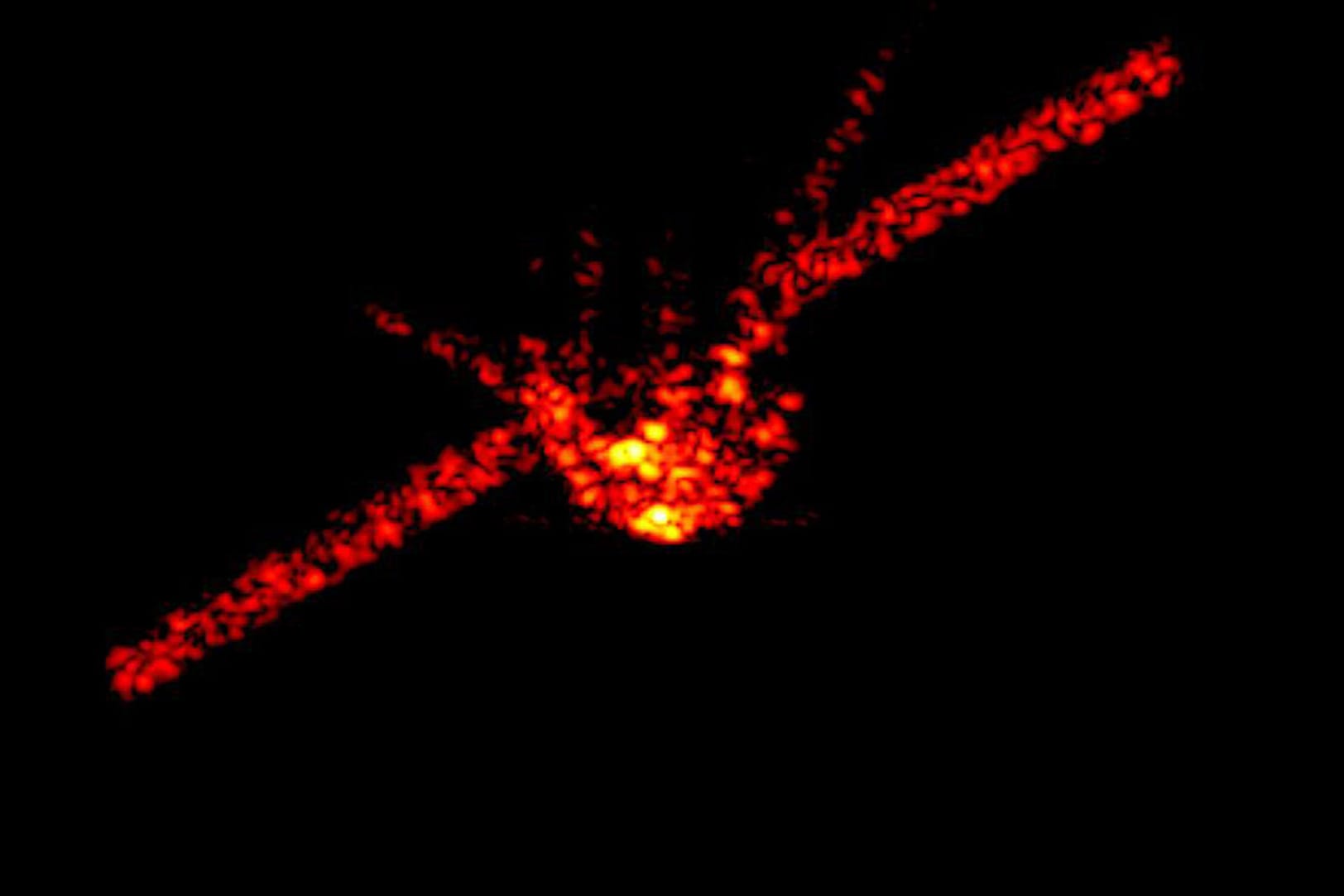 Eine Radaraufnahme von "Tiangong 1" kurz vor ihrem Absturz: Gegen 2.15 Uhr mitteleuropäischer Zeit ist die Raumstation in die Erdatmosphäre eingetreten und größtenteils verglüht.