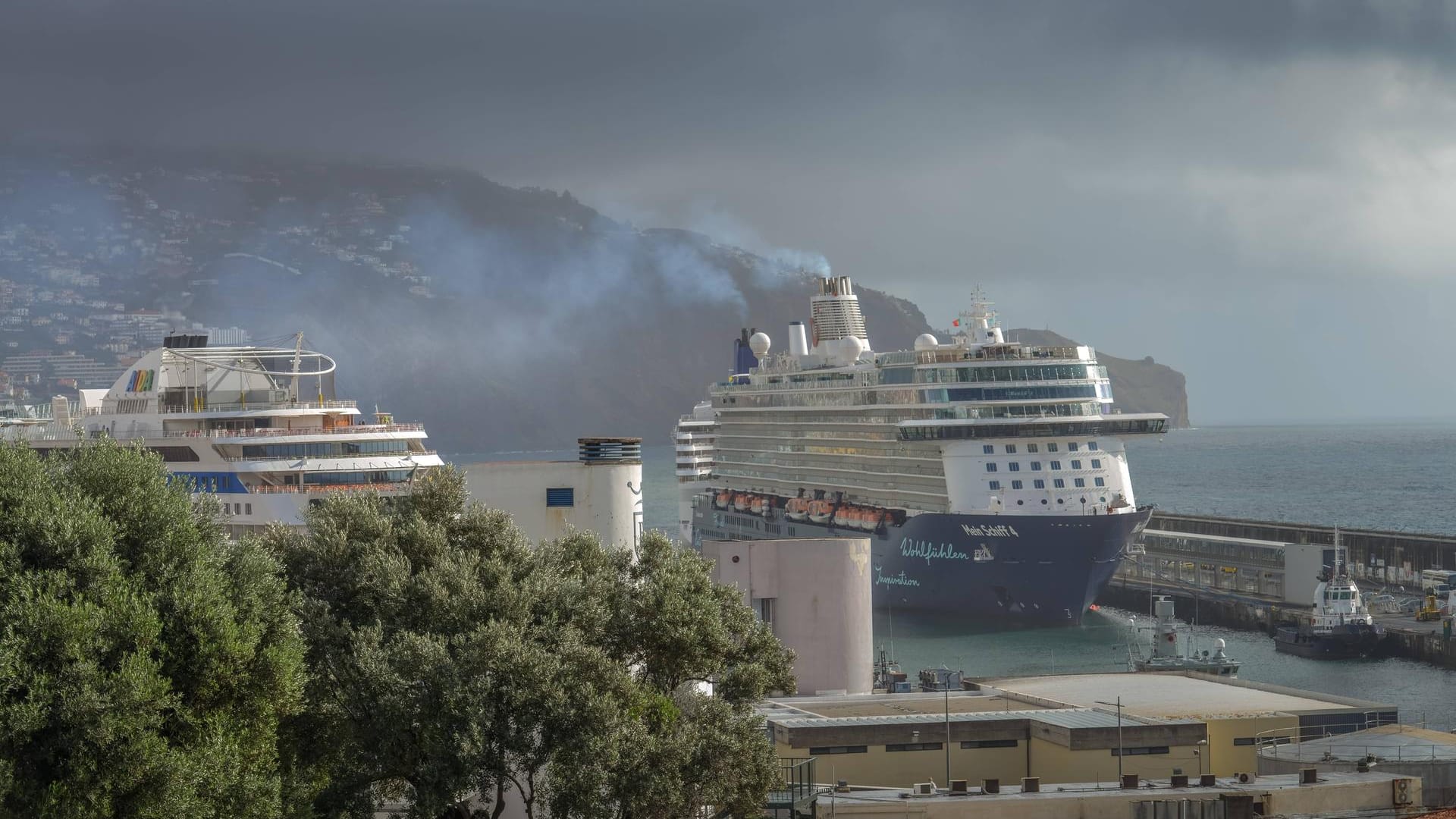 Kreuzfahrtschiff am Schiffsanleger von Funchal, Madeira