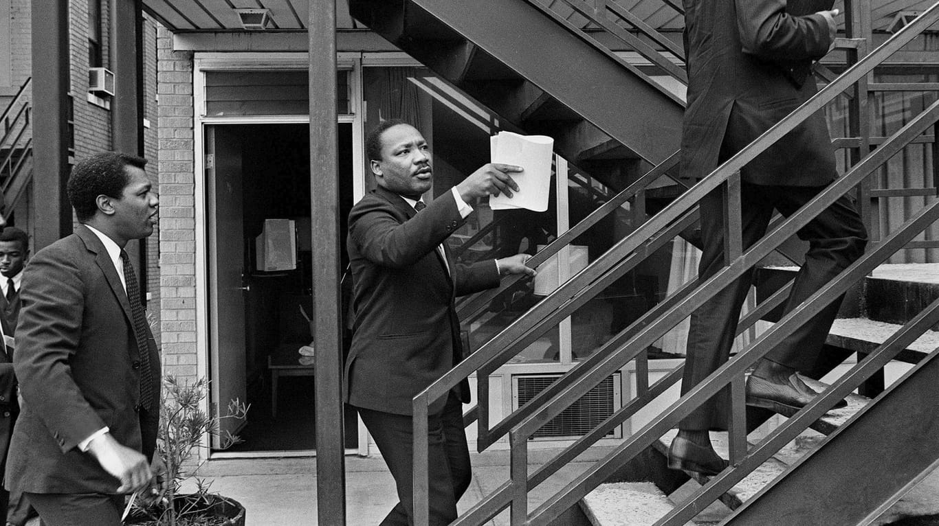 3. April 1968: Martin Luther King am Tag vor seinem Tod im Lorraine Motel in Memphis.